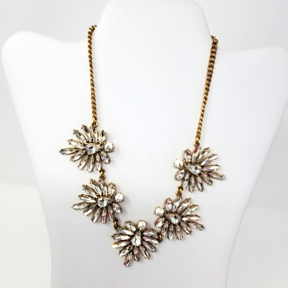 J. CREW CLEAR RHINESTONE STATEMENT NECKLACE WOMEN JEWELRY BRIDAL FORMAL PROM - Picture 1 of 12
